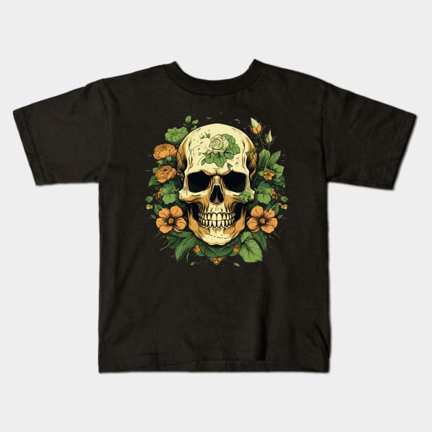 Traditional Skull tattoo Kids T-Shirt by Goku Creations